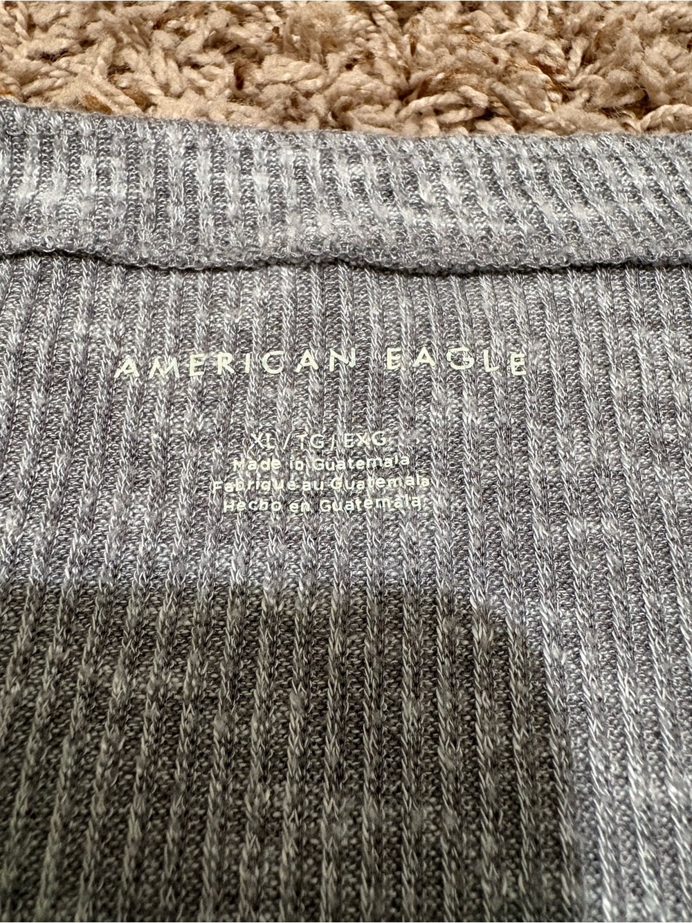 American Eagle Gray Ribbed Henley Top women’s size XL - Picture 4 of 8